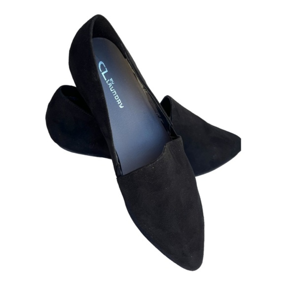 CL By Laundry Faux‎ Suede Black Flat Loafers Womens Size 11
